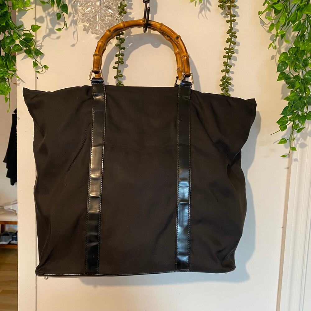 Gucci Vintage Black Bamboo handle tote / travel bag Tom Ford Era Oversized XL - Picture 3 of 15